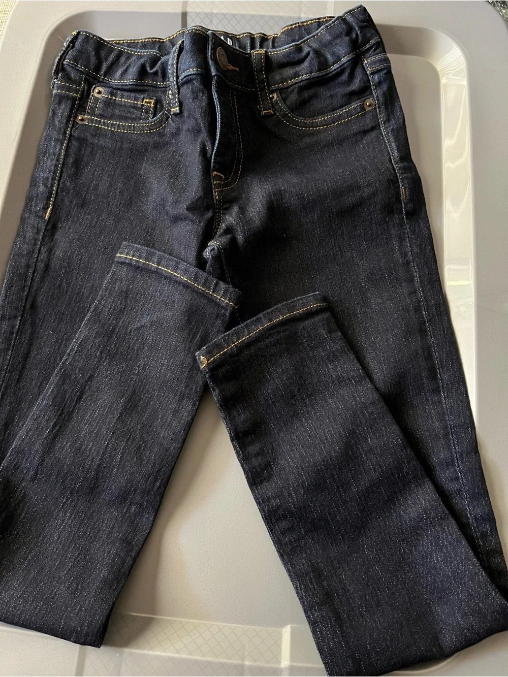 GAP Dark Wash Kids Jeans - Navy with Yellow Stitching